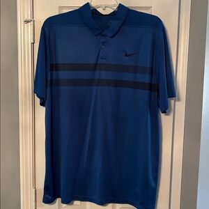 Nike Dri-fit Blue Short Sleeve Polo with Black Stripes